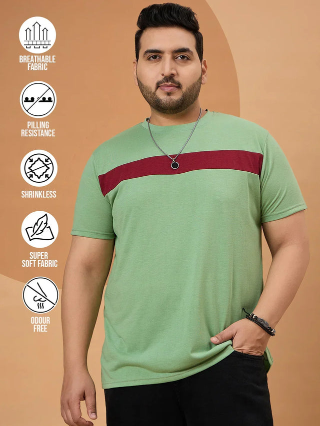Men Plus Size Dripzo Colorblock Round Neck Tshirt