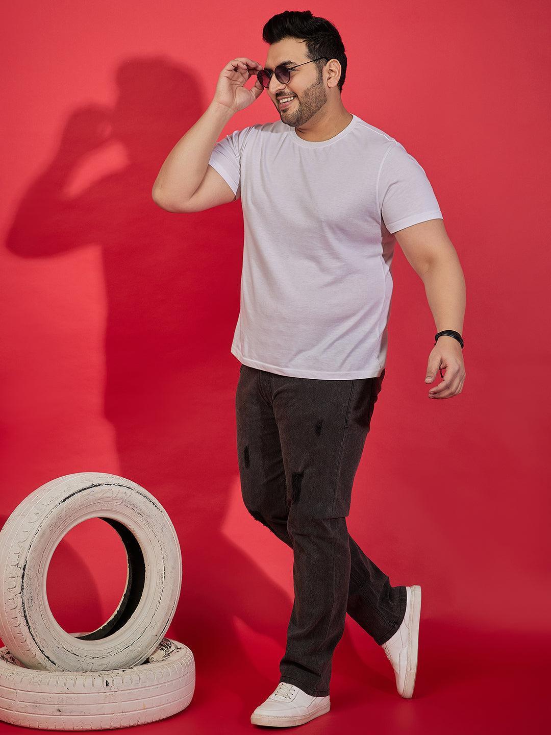 Men Plus Size Drumstick Washed Jeans - bigbanana