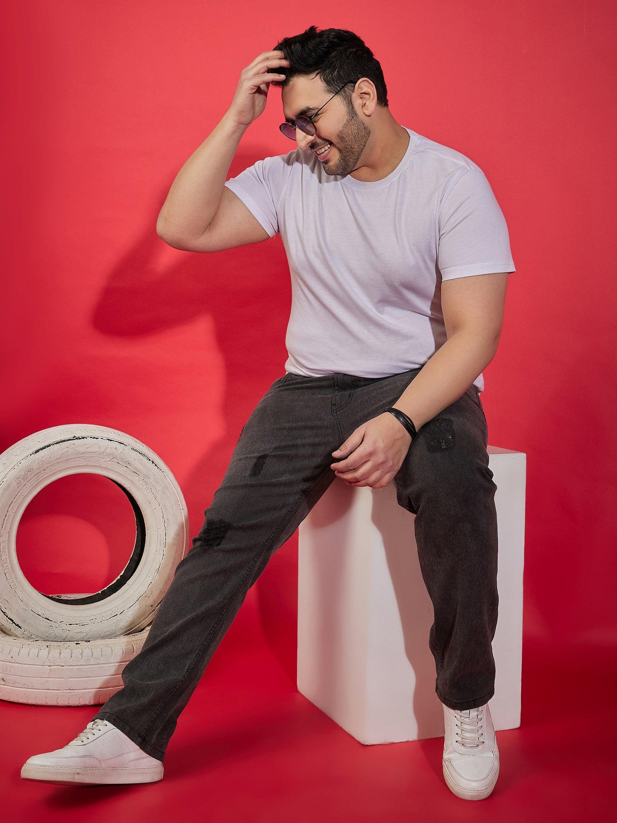 Men Plus Size Drumstick Washed Jeans - bigbanana