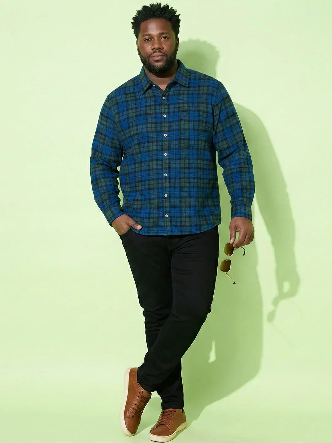Men Plus Size Dualis Multicolor Checkered Casual Shirt