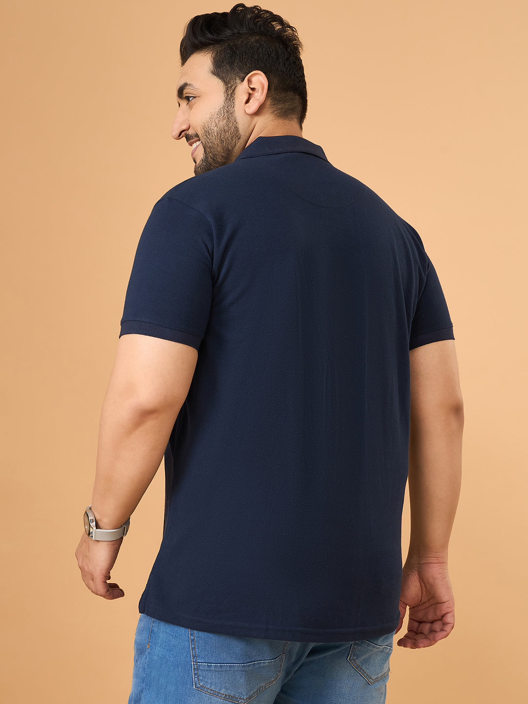 Men Plus Size Eagles Navy Printed Polo Tshirt
