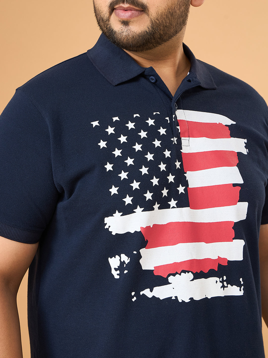 Men Plus Size Eagles Navy Printed Polo Tshirt