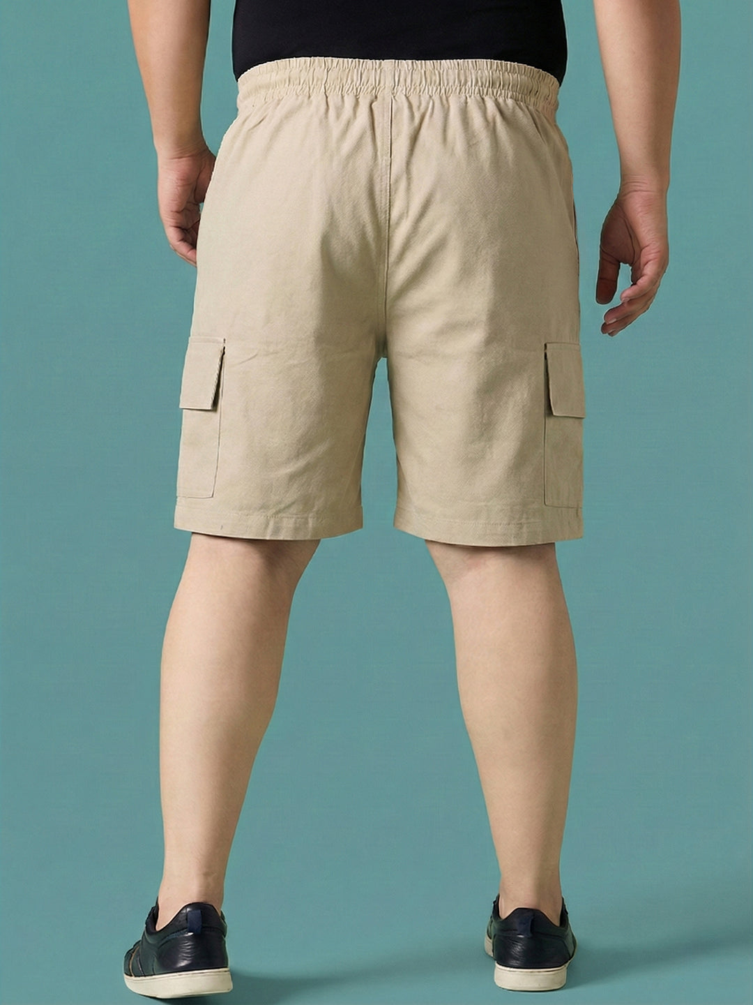Men Plus Size Ease-Beige Solid Shorts