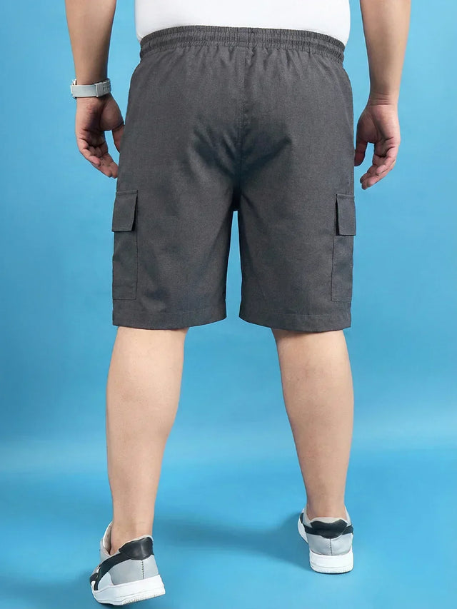 Men Plus Size Ease-Grey Solid Shorts