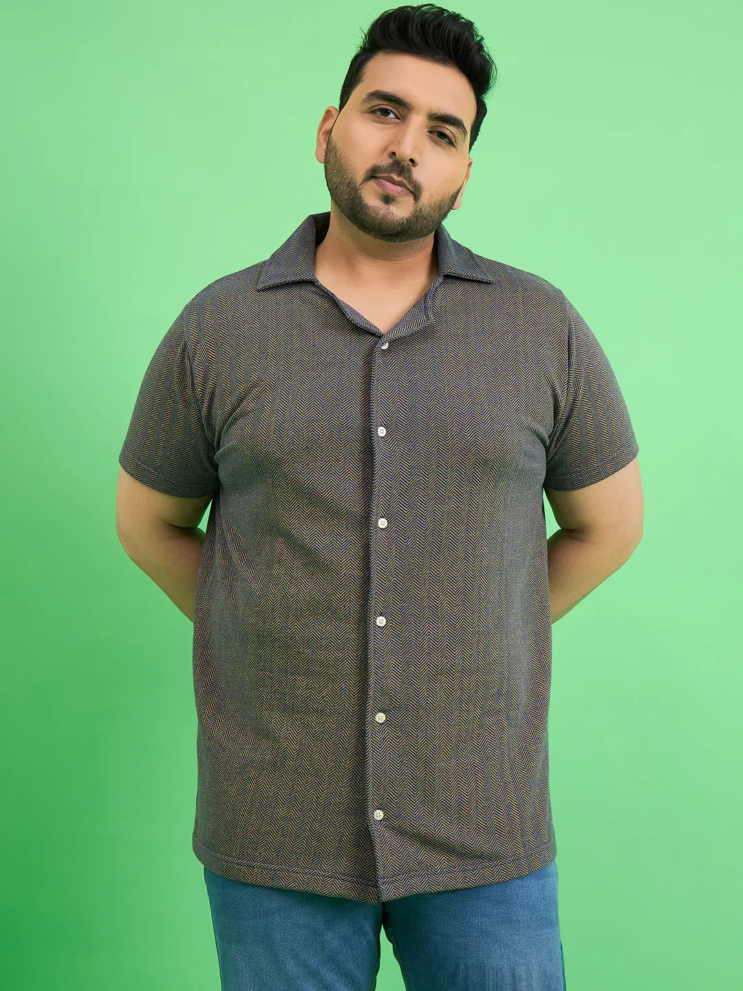 Men Plus Size Emberfall Navy Blue Solid Shirt - bigbanana