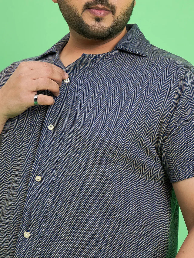 Men Plus Size Emberfall Navy Blue Solid Shirt - bigbanana
