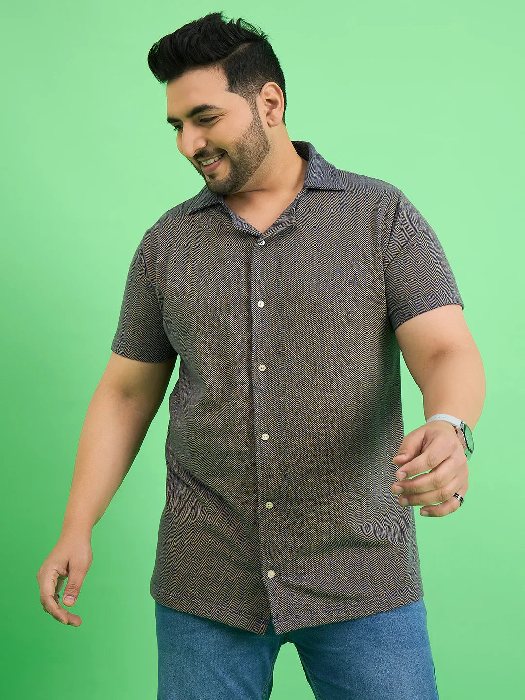 Men Plus Size Emberfall Navy Blue Solid Shirt - bigbanana