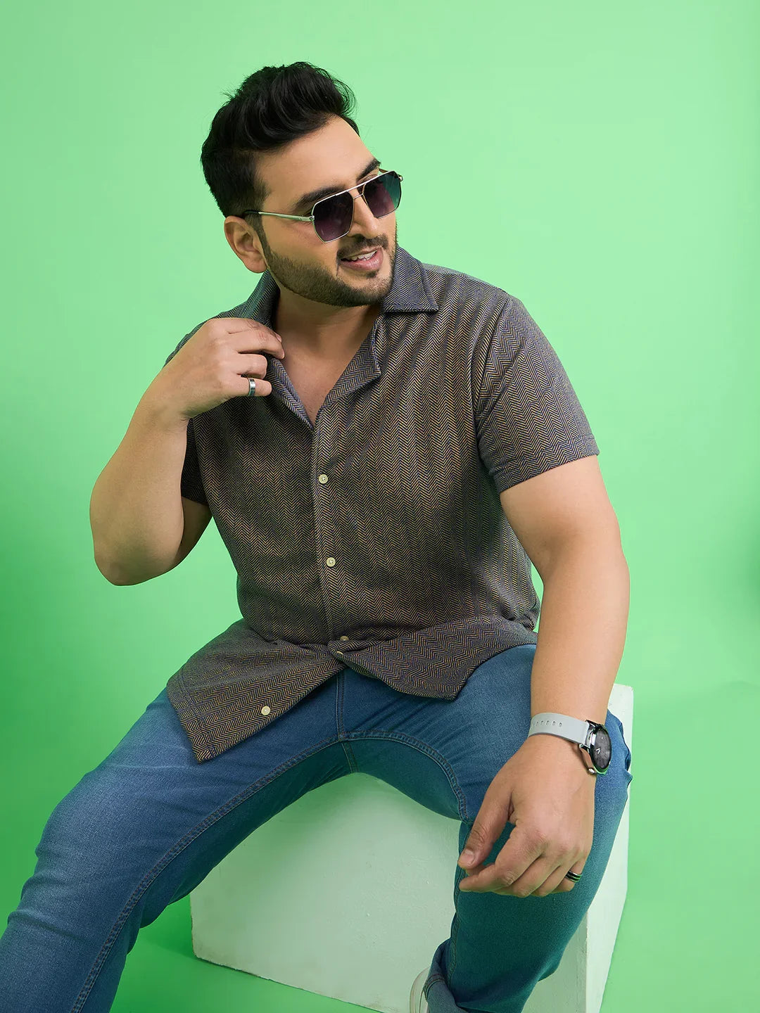 Men Plus Size Emberfall Navy Blue Solid Shirt - bigbanana