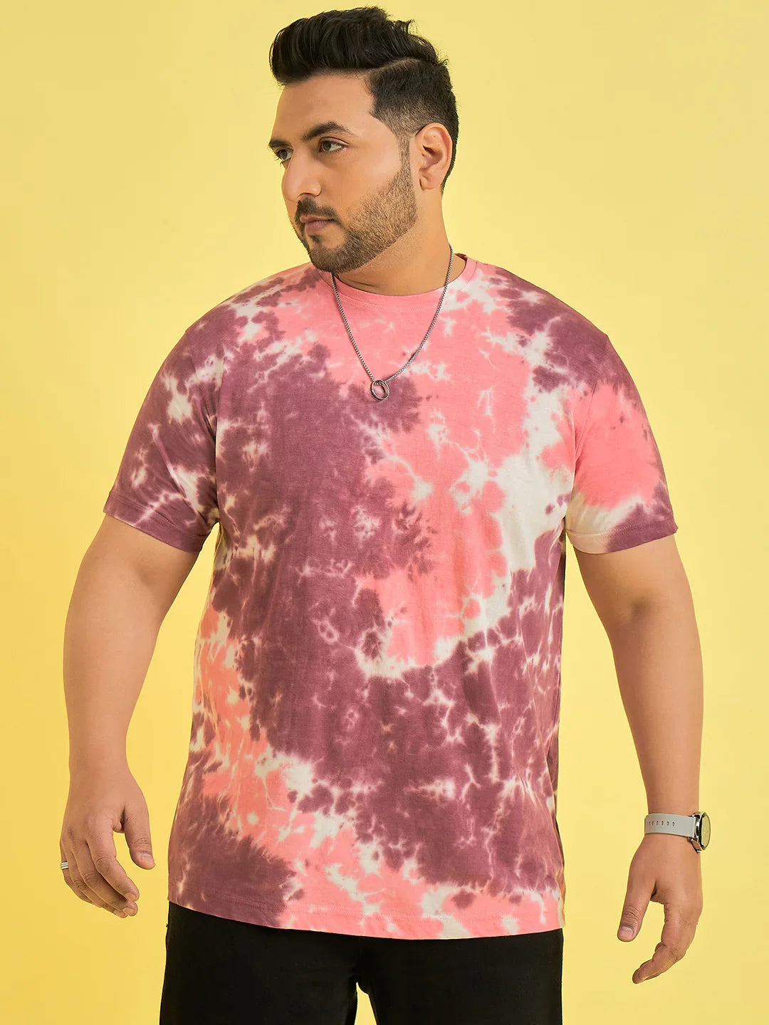 Men Plus Size Emberglow Multicolor Printed Round Neck Tshirt - bigbanana