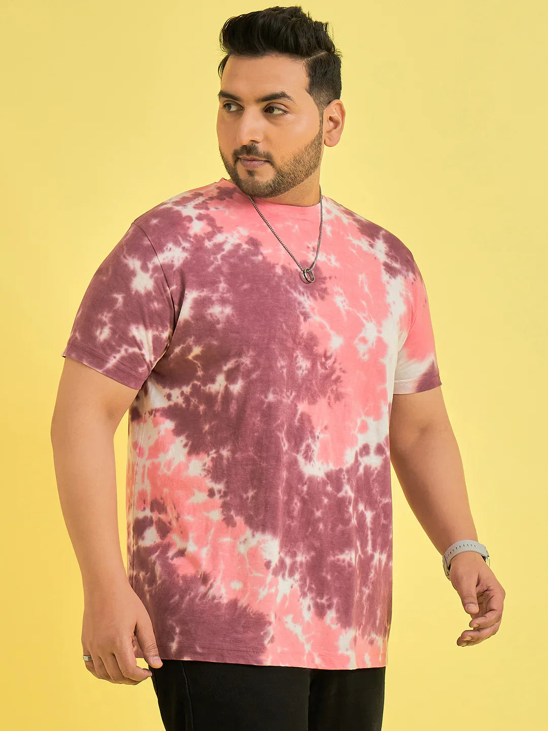 Men Plus Size Emberglow Multicolor Printed Round Neck Tshirt - bigbanana