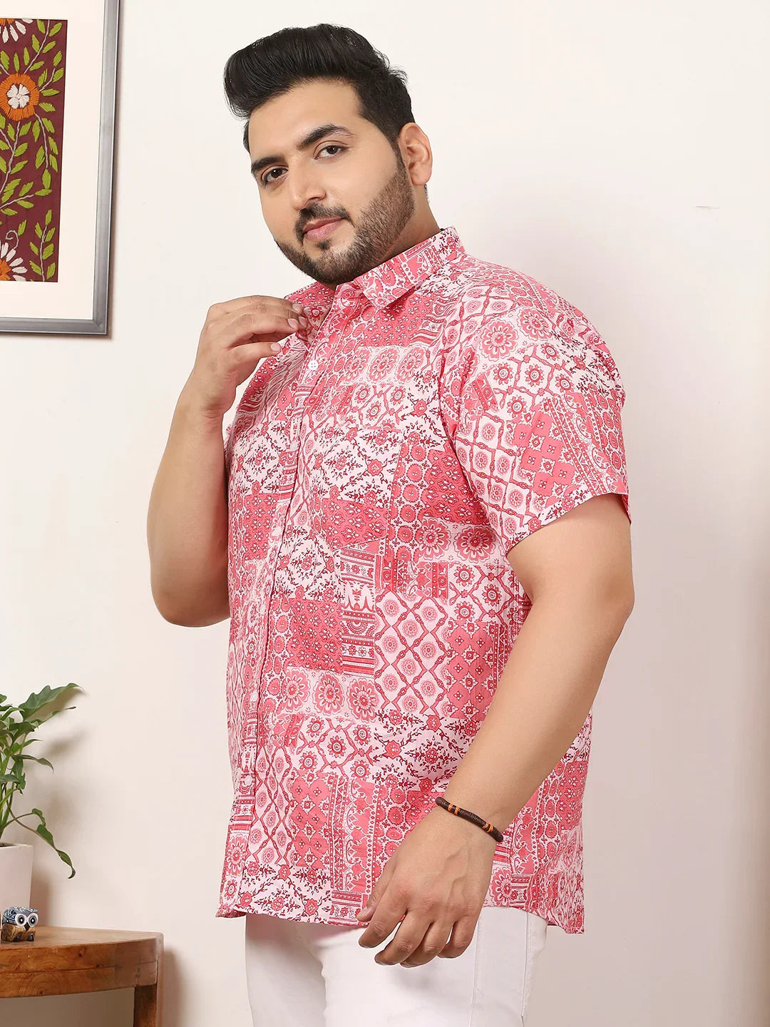 Men Plus Size Enstiq Multicolor Printed Shirt - bigbanana