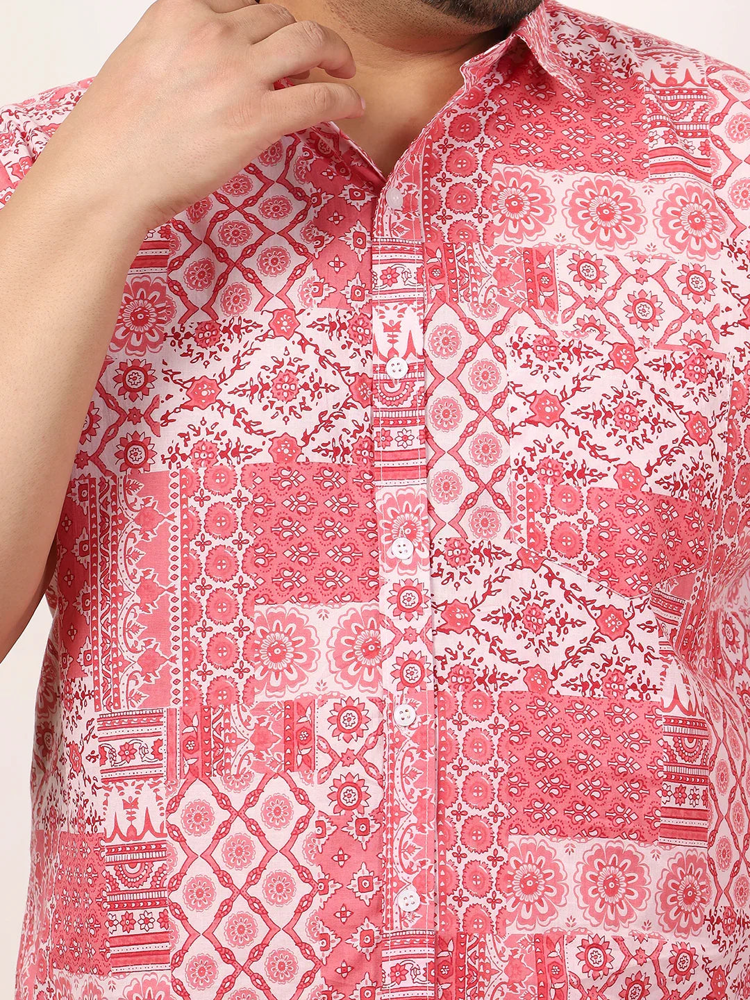 Men Plus Size Enstiq Multicolor Printed Shirt - bigbanana