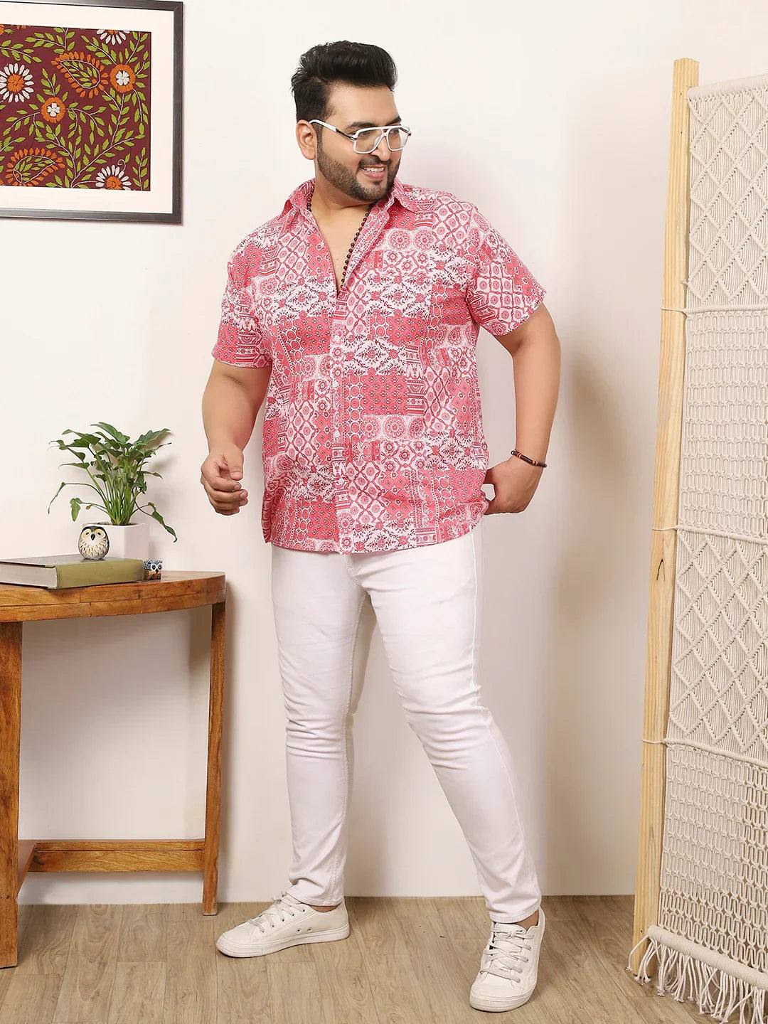 Men Plus Size Enstiq Multicolor Printed Shirt - bigbanana