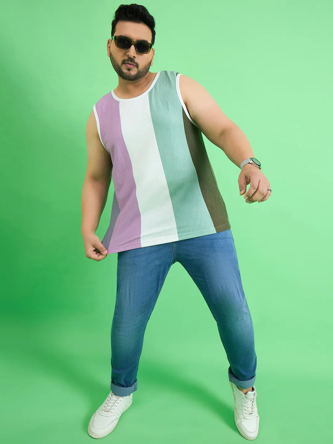 Men Plus Size Epicure Multicolor Colorblock Vest - bigbanana