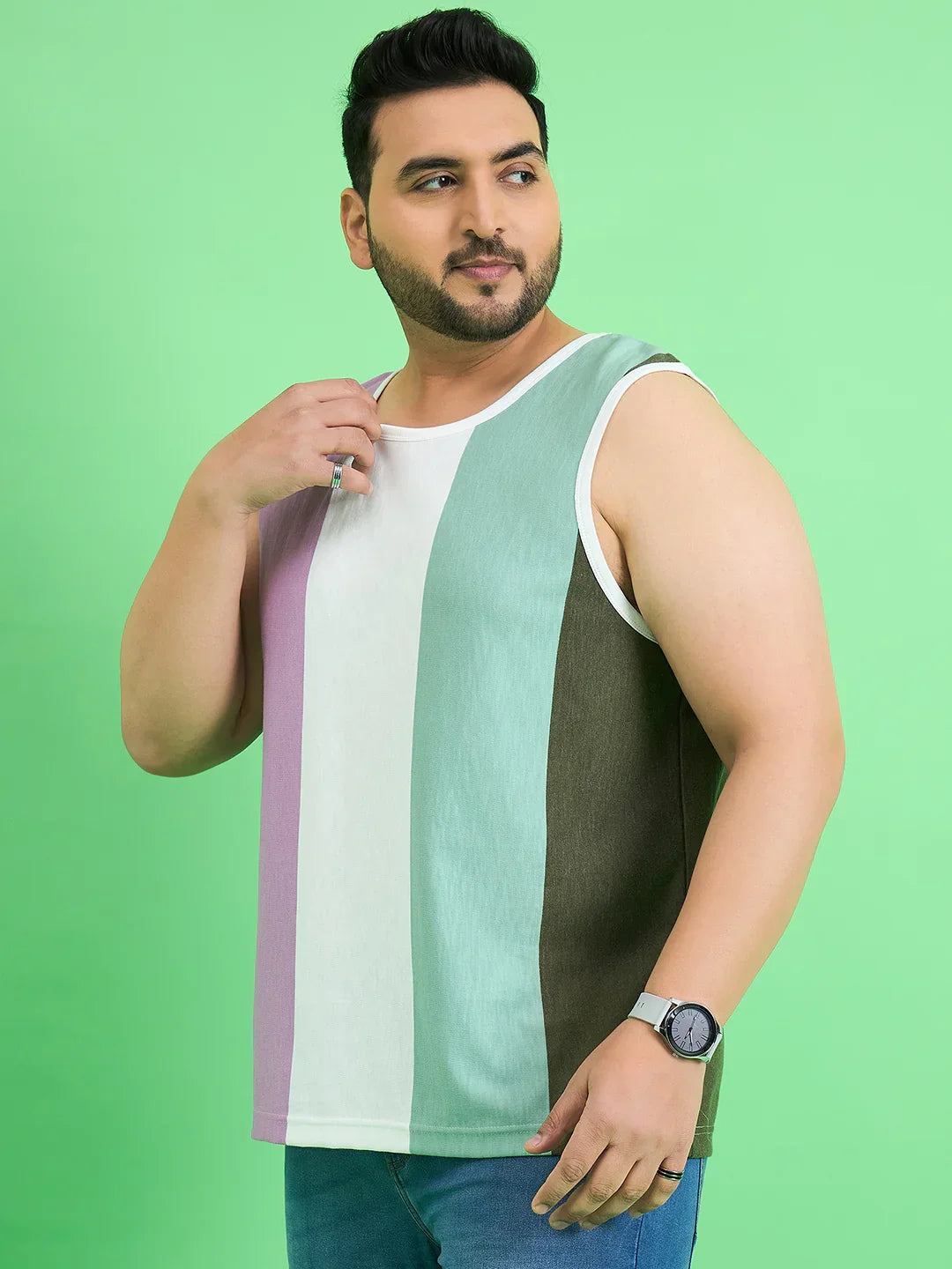 Men Plus Size Epicure Multicolor Colorblock Vest - bigbanana