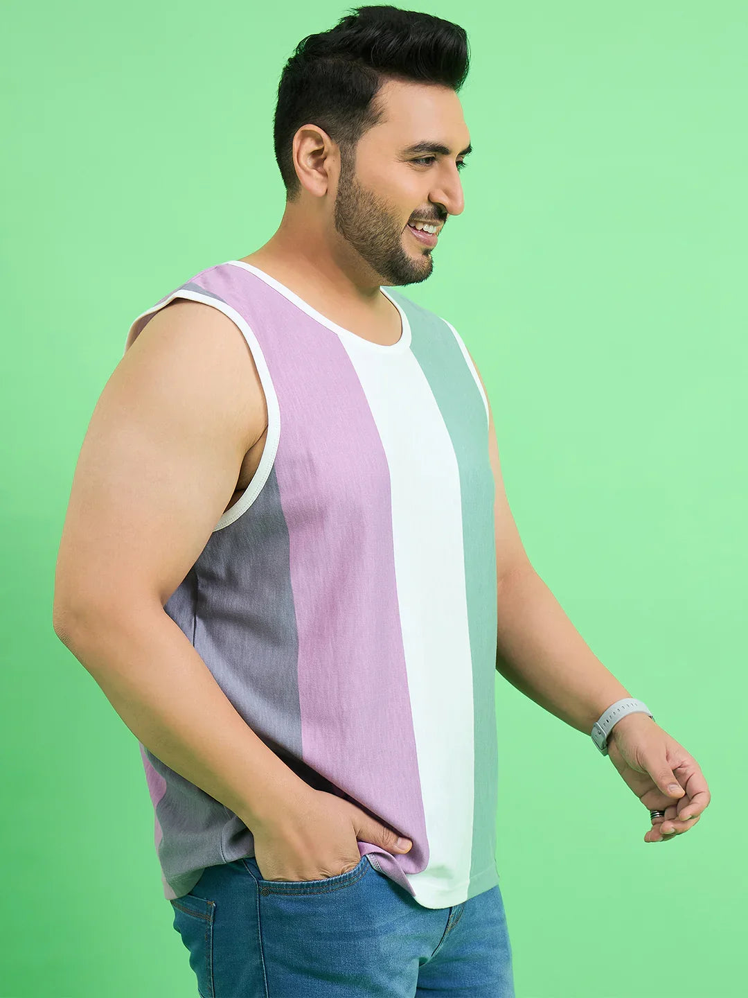 Men Plus Size Epicure Multicolor Colorblock Vest - bigbanana