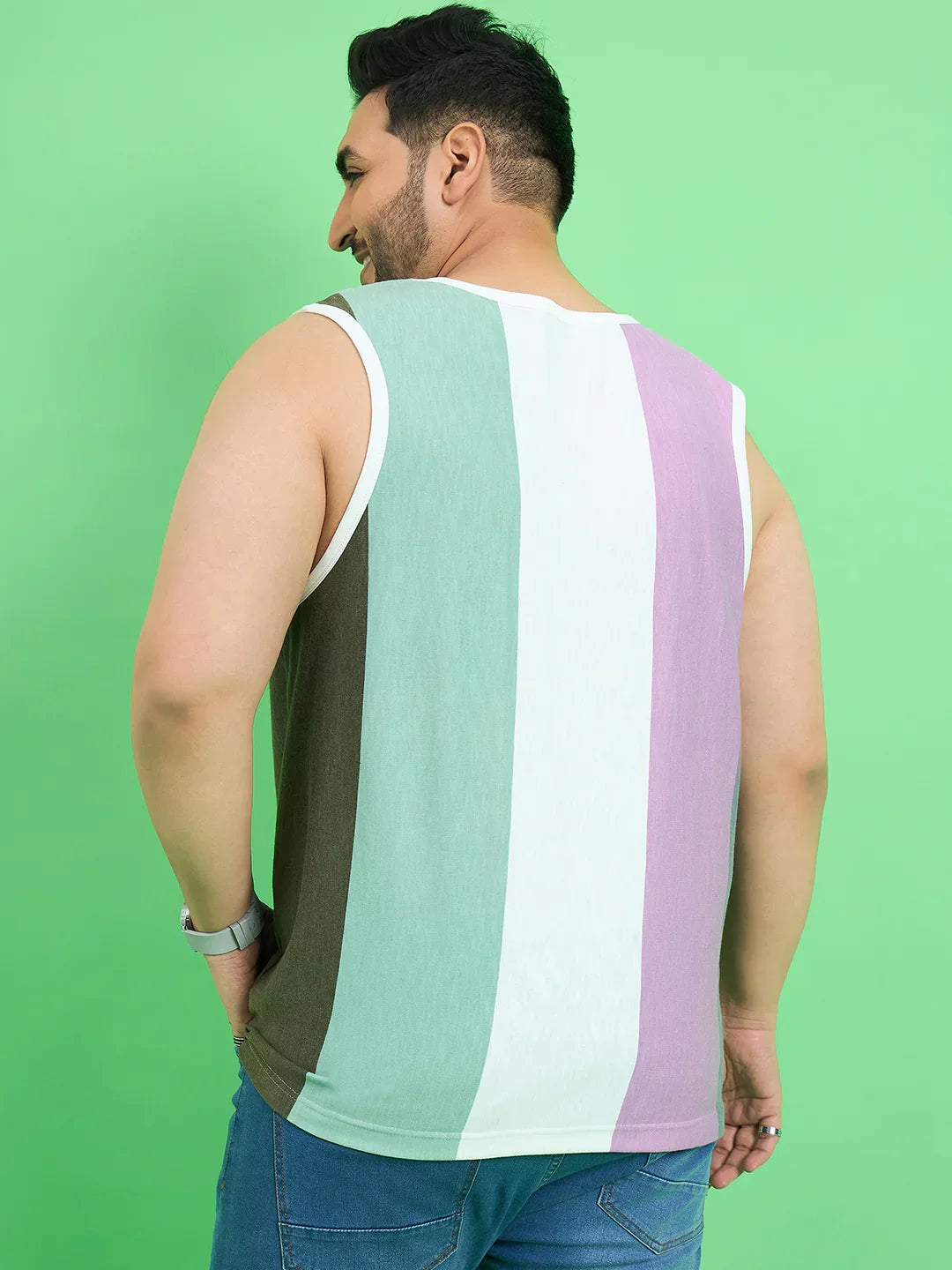 Men Plus Size Epicure Multicolor Colorblock Vest - bigbanana