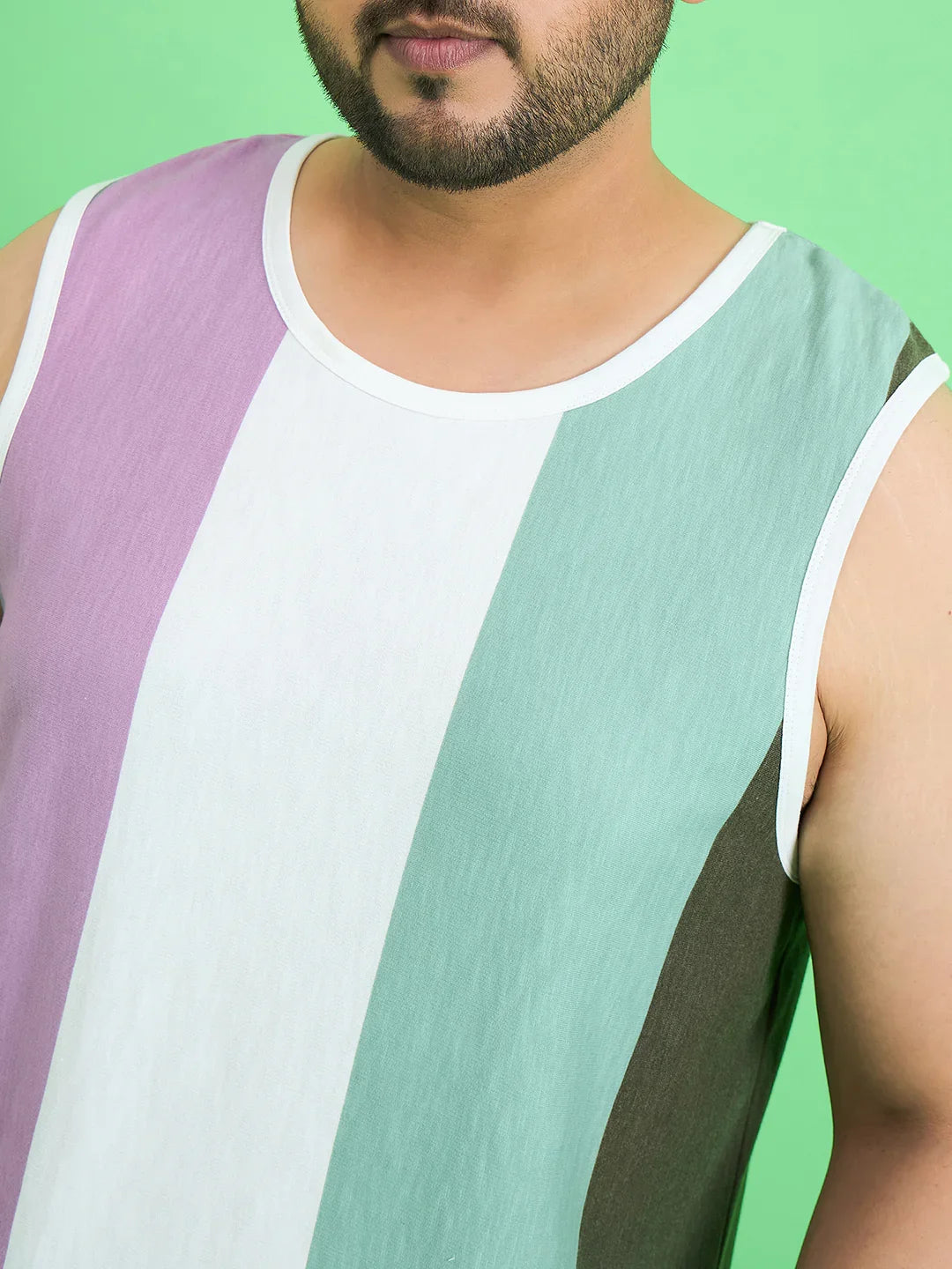 Men Plus Size Epicure Multicolor Colorblock Vest - bigbanana