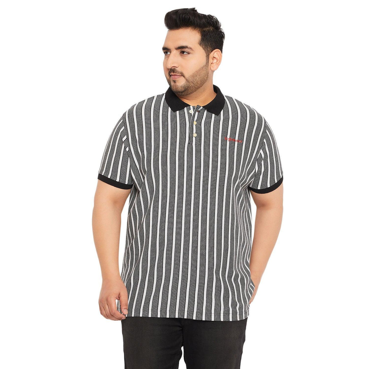 Men Plus Size Erin Striped Polo Tshirt - bigbanana