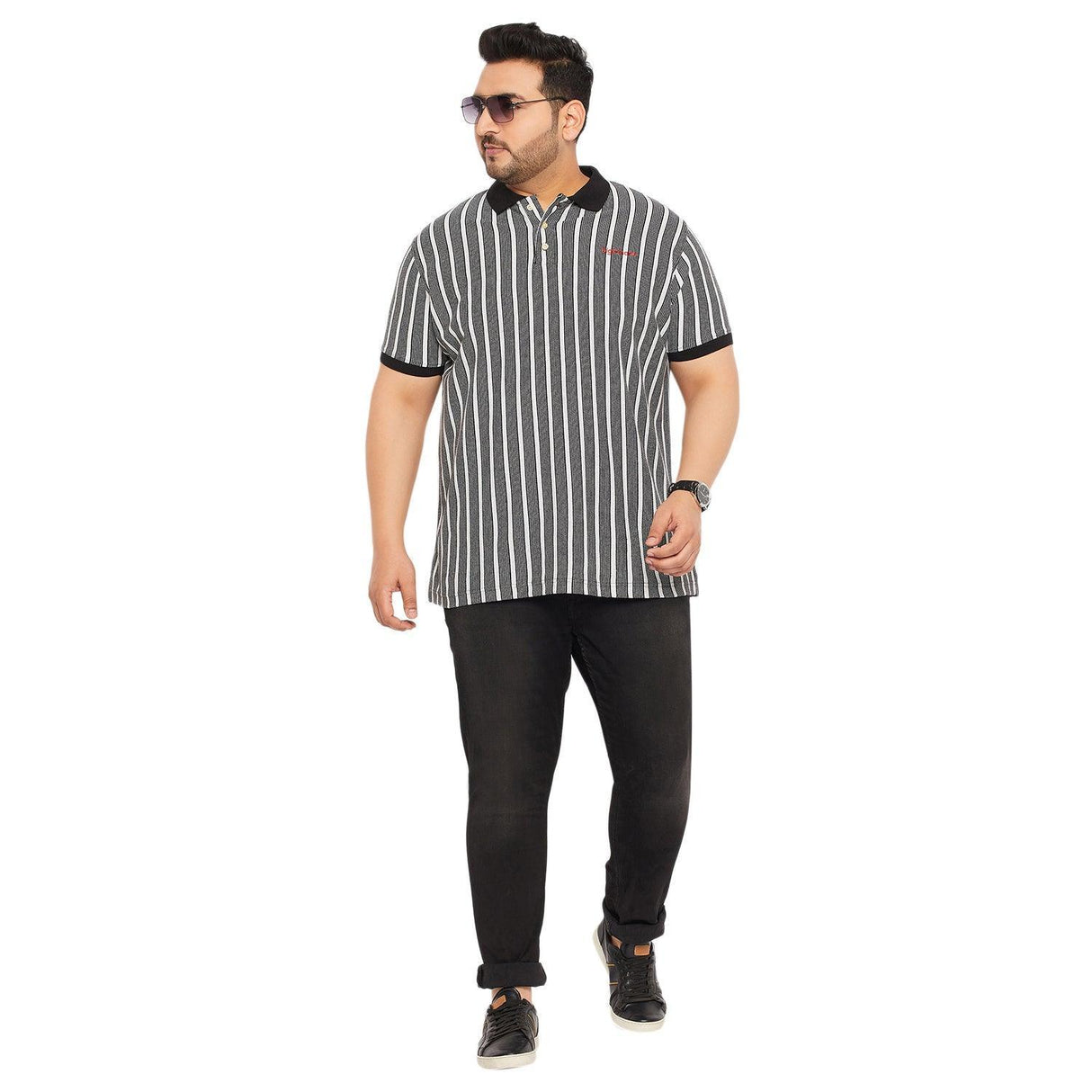 Men Plus Size Erin Striped Polo Tshirt - bigbanana