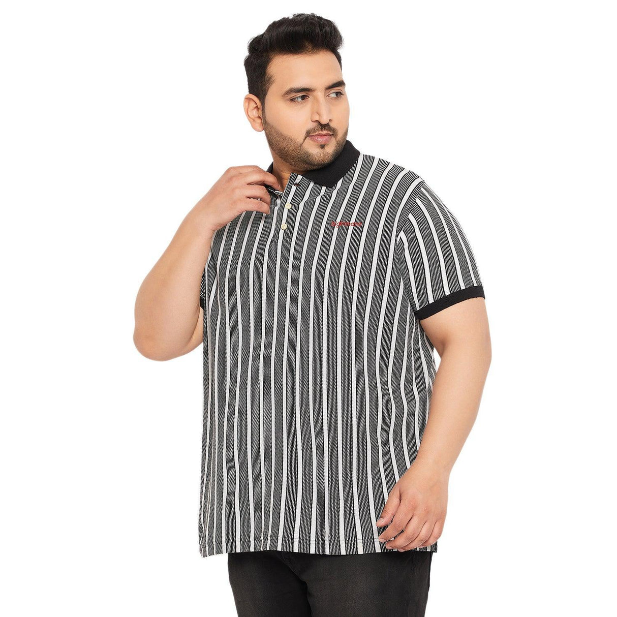 Men Plus Size Erin Striped Polo Tshirt - bigbanana