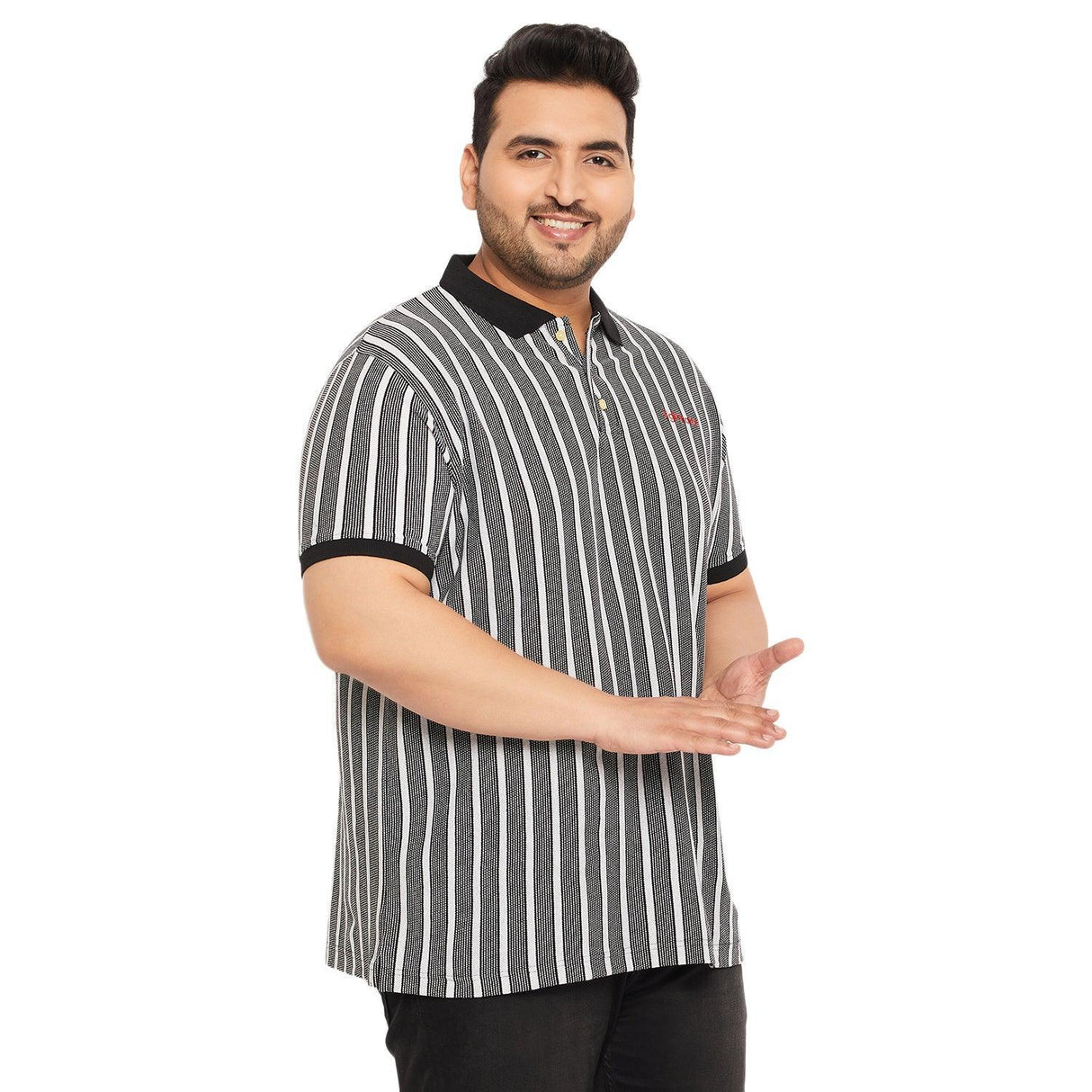 Men Plus Size Erin Striped Polo Tshirt - bigbanana