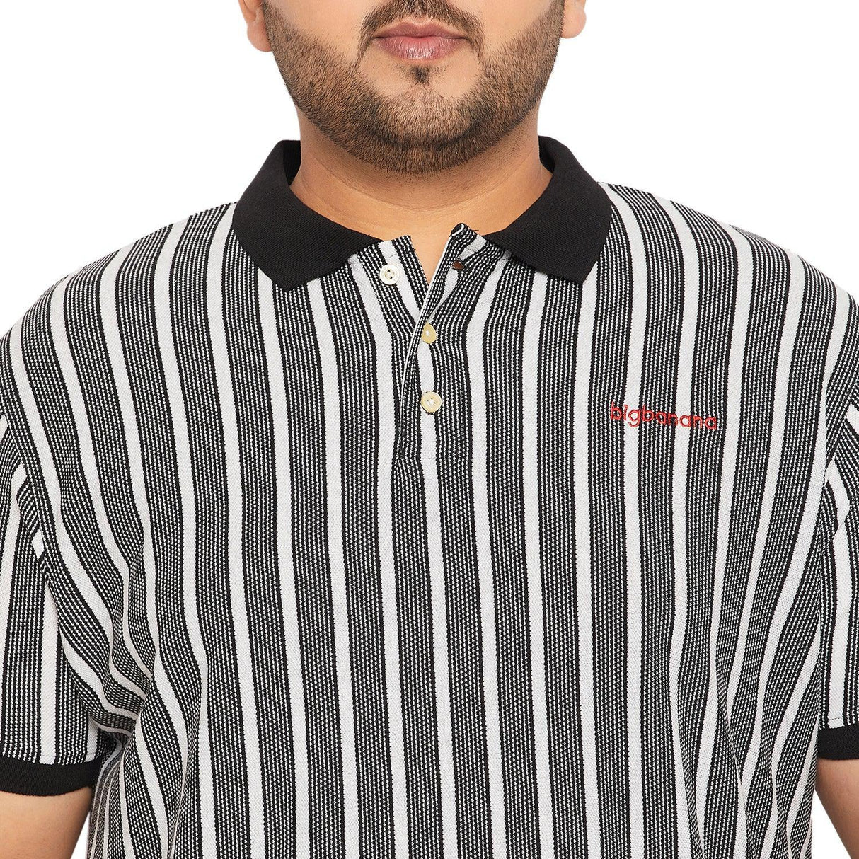 Men Plus Size Erin Striped Polo Tshirt - bigbanana