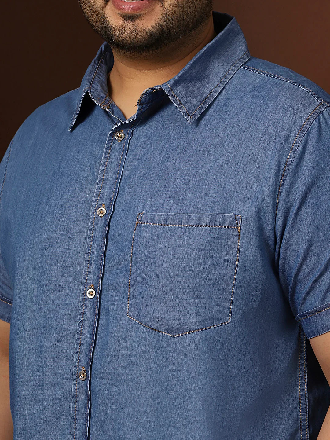 Men Plus Size Estonia Blue Solid Shirt - bigbanana