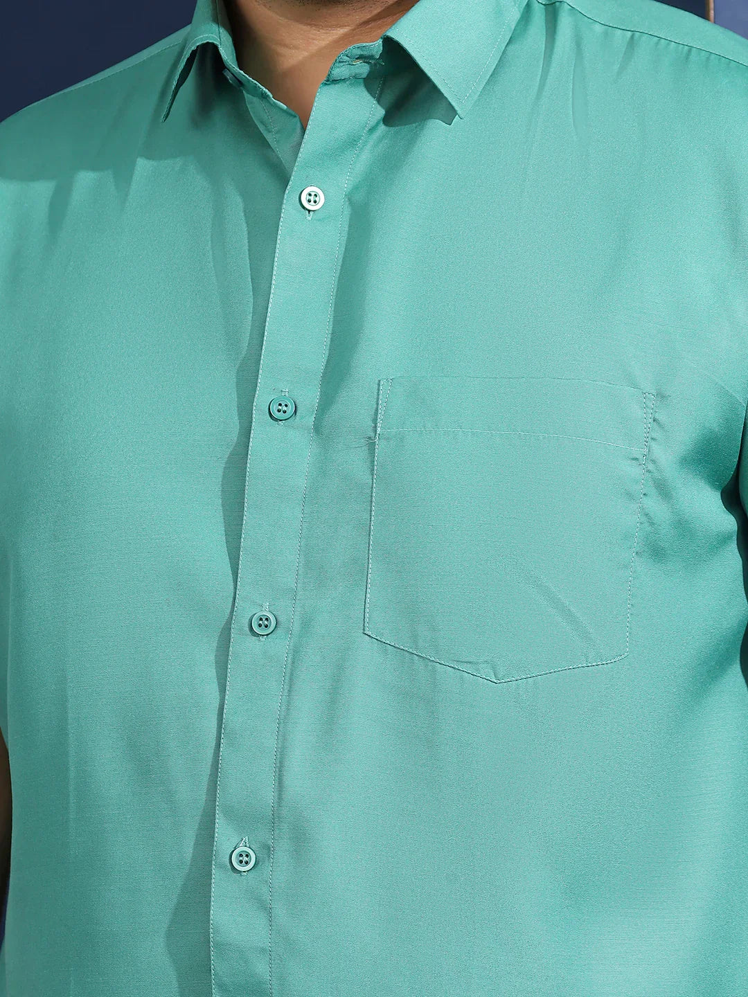 Men Plus Size Ethan-Green Green Solid Shirt - bigbanana