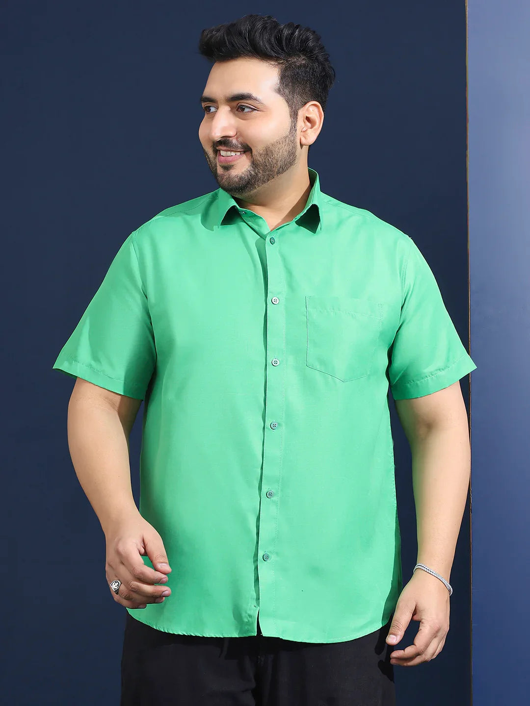 Men Plus Size Ethan-Light Green Light Green Solid Shirt - bigbanana