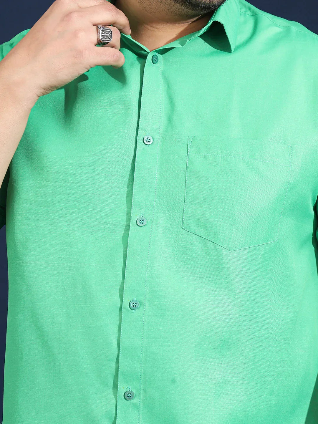 Men Plus Size Ethan-Light Green Light Green Solid Shirt - bigbanana