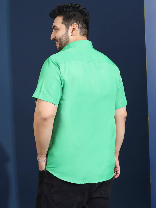 Men Plus Size Ethan-Light Green Light Green Solid Shirt - bigbanana