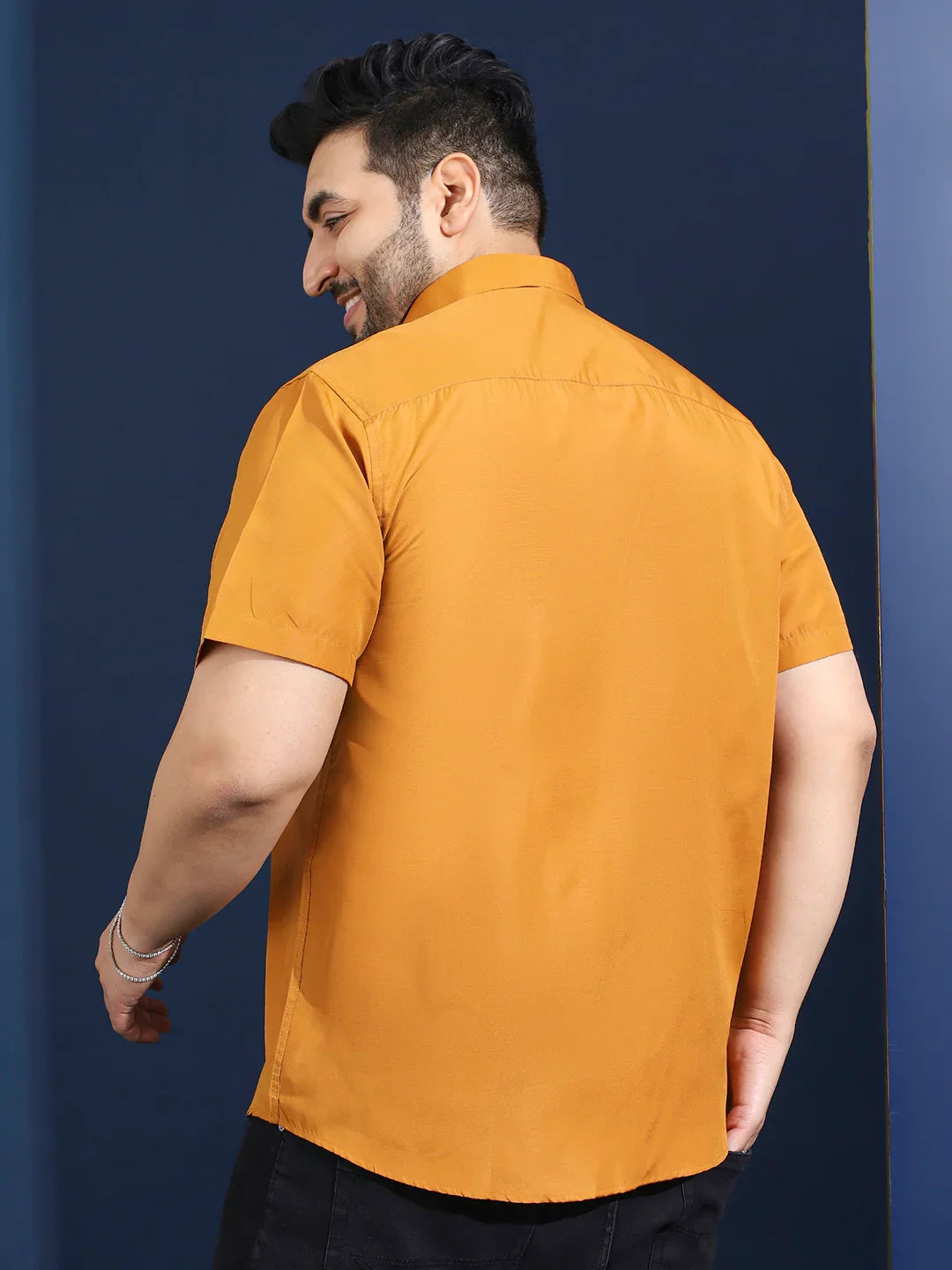 Men Plus Size Ethan-Musatrd Mustard Solid Shirt - bigbanana