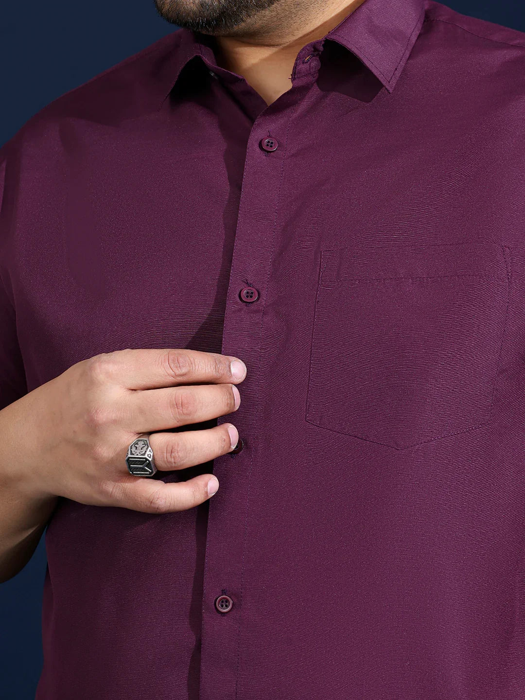 Men Plus Size Ethan-Purple Purple Solid Shirt - bigbanana