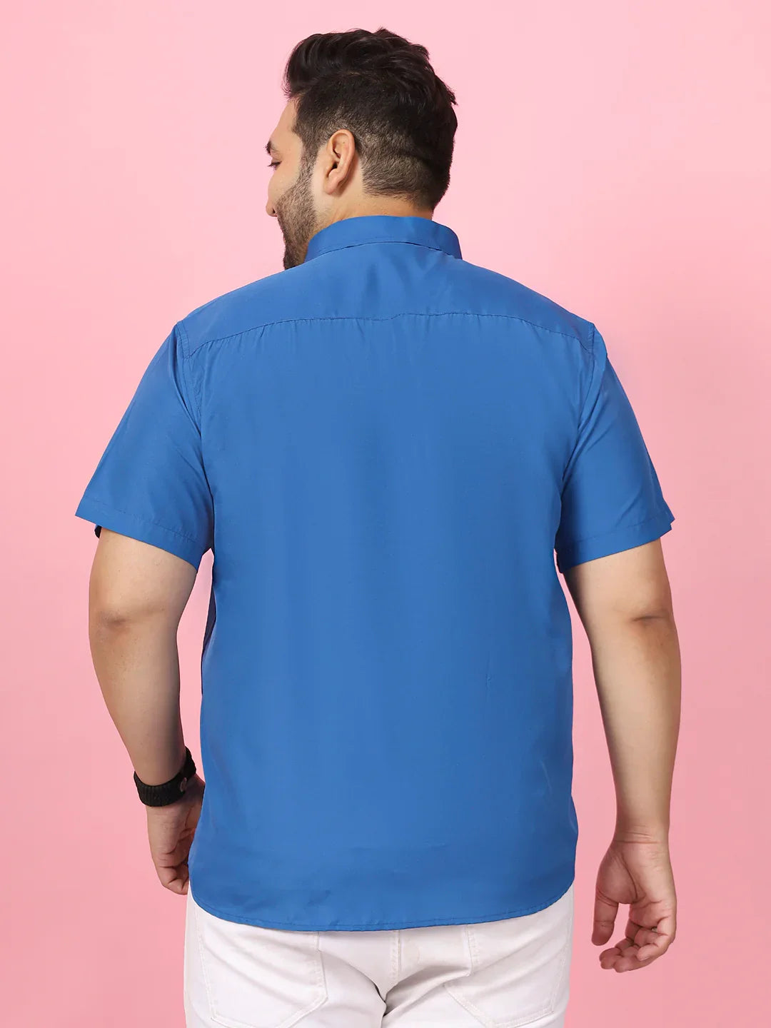 Men Plus Size Ethan-Teal Teal Solid Shirt - bigbanana