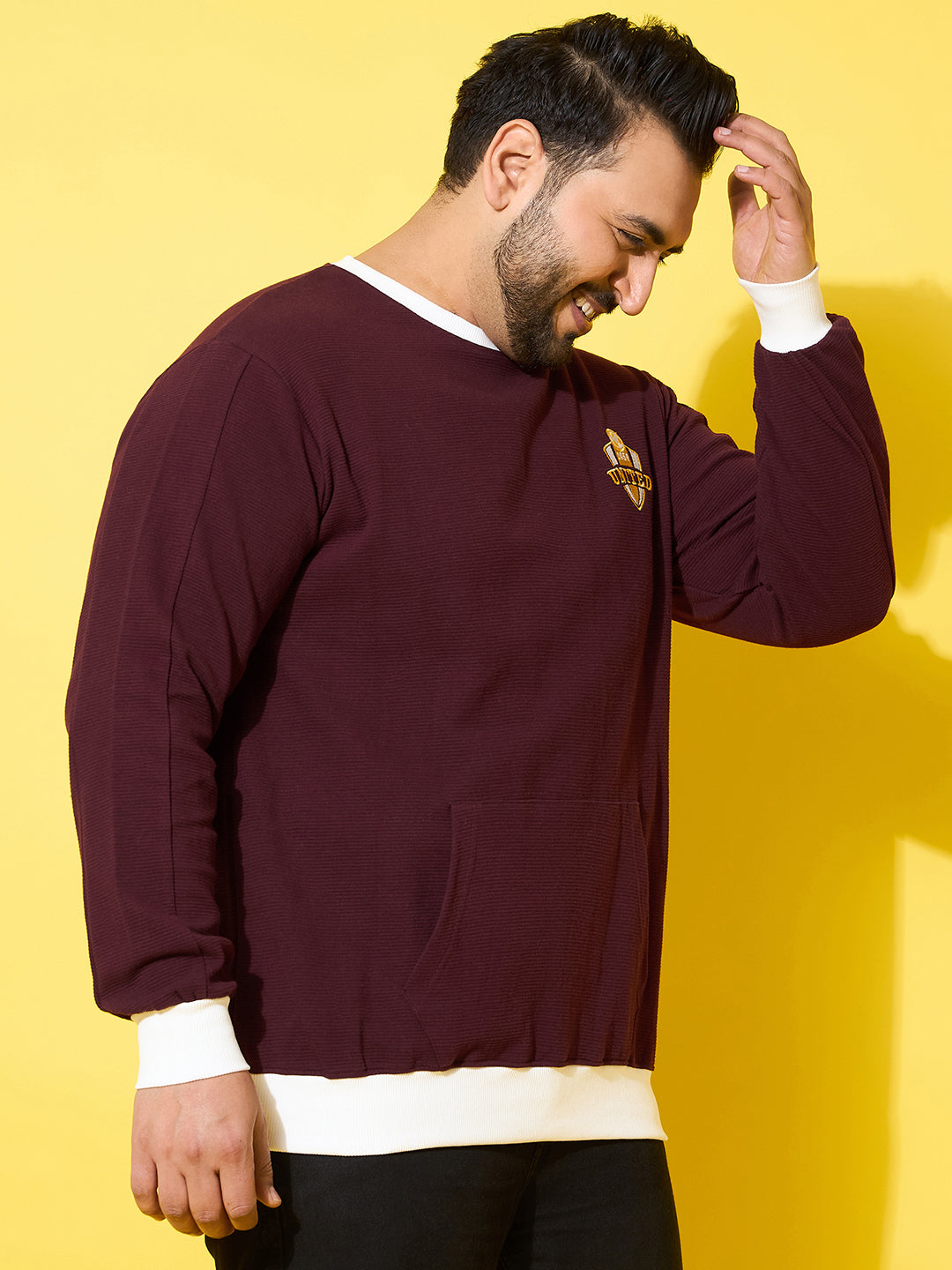 Men Plus Size Everfrost Maroon Solid Sweatshirt