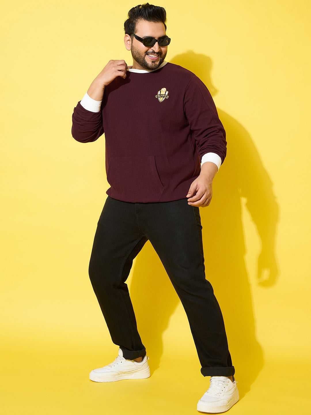 Men Plus Size Everfrost Maroon Solid Sweatshirt