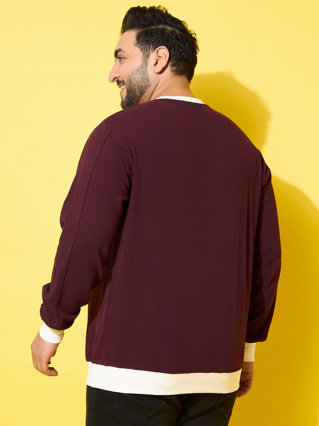 Men Plus Size Everfrost Maroon Solid Sweatshirt