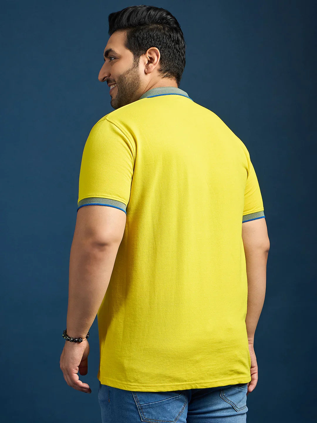 Men Plus Size Feast-Yellow Solid Polo Tshirt - bigbanana