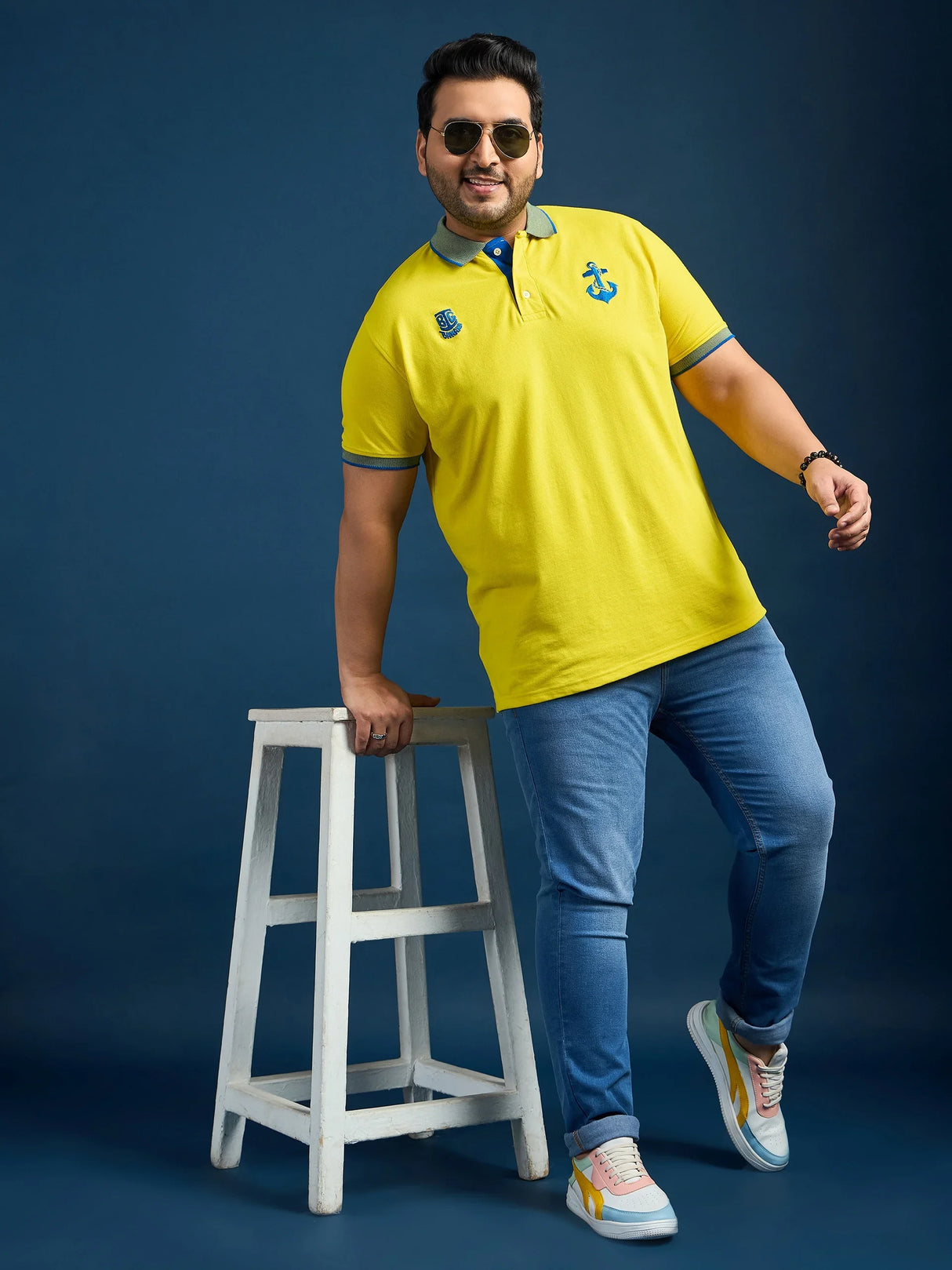 Men Plus Size Feast-Yellow Solid Polo Tshirt - bigbanana