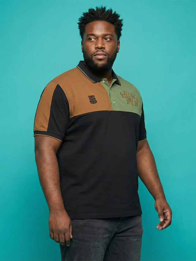 Men Plus Size Fablet Colorblock Polo Tshirt