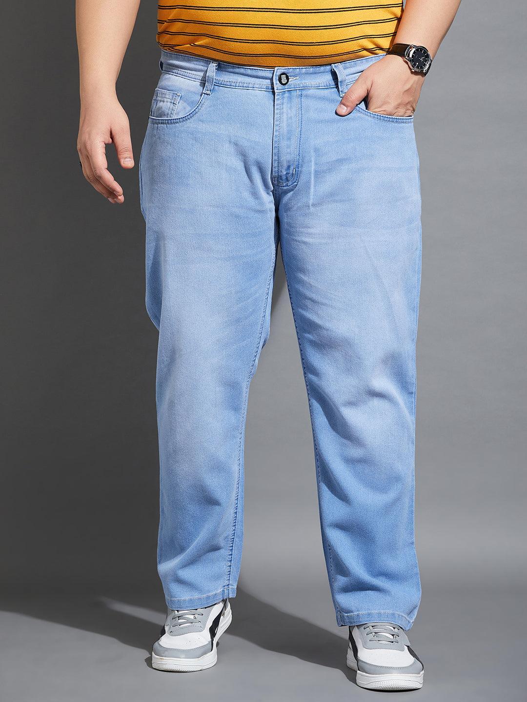 Men Plus Size Feedo-10 Washed Indigo Denim - bigbanana