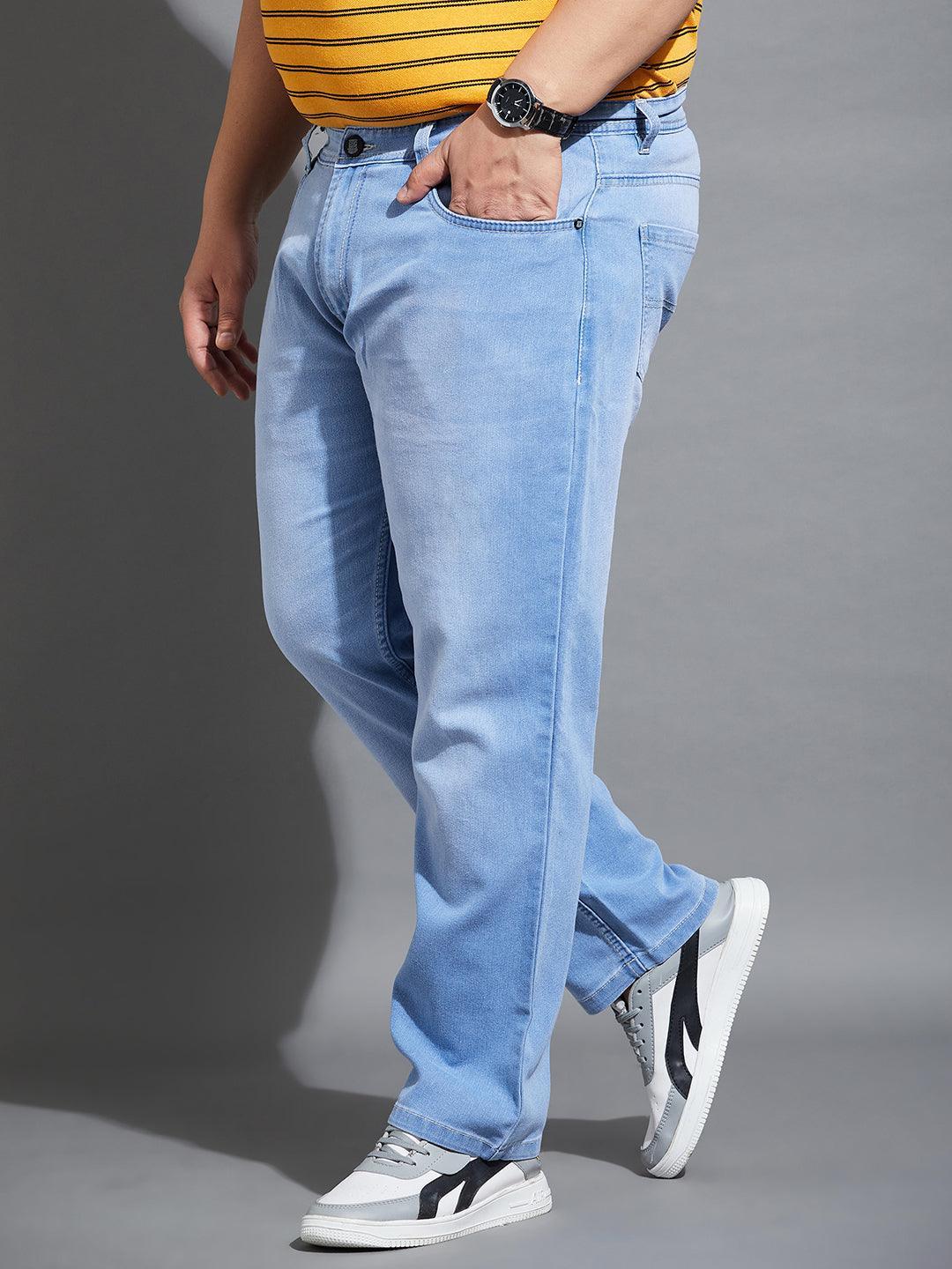 Men Plus Size Feedo-10 Washed Indigo Denim - bigbanana