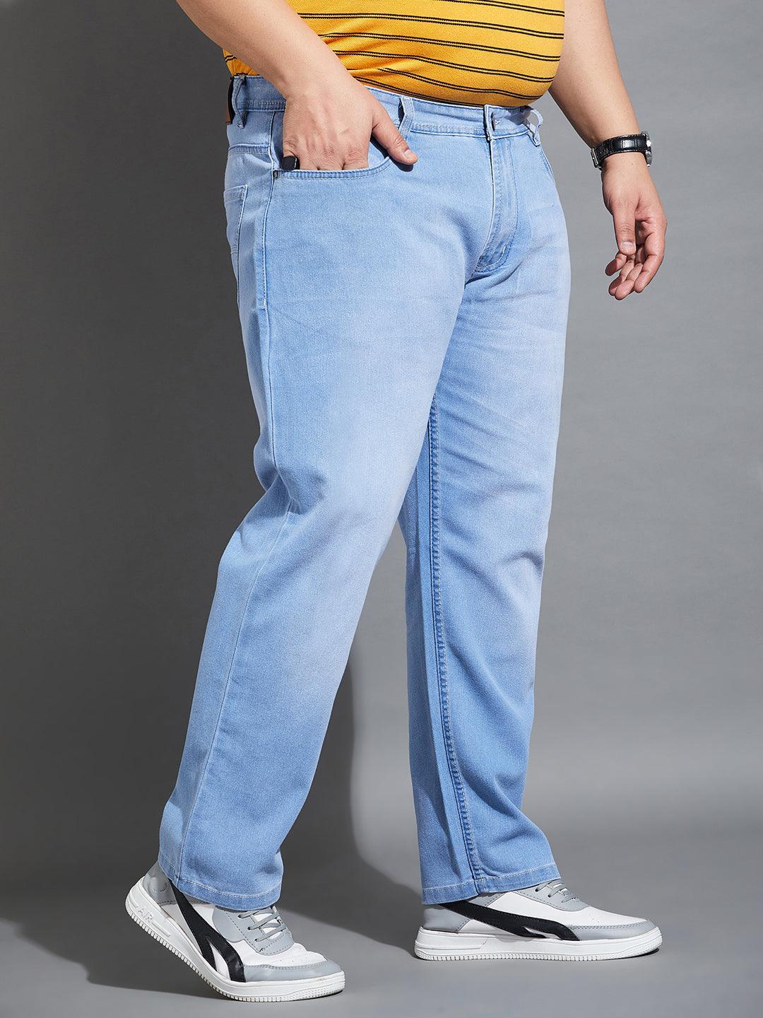 Men Plus Size Feedo-10 Washed Indigo Denim - bigbanana