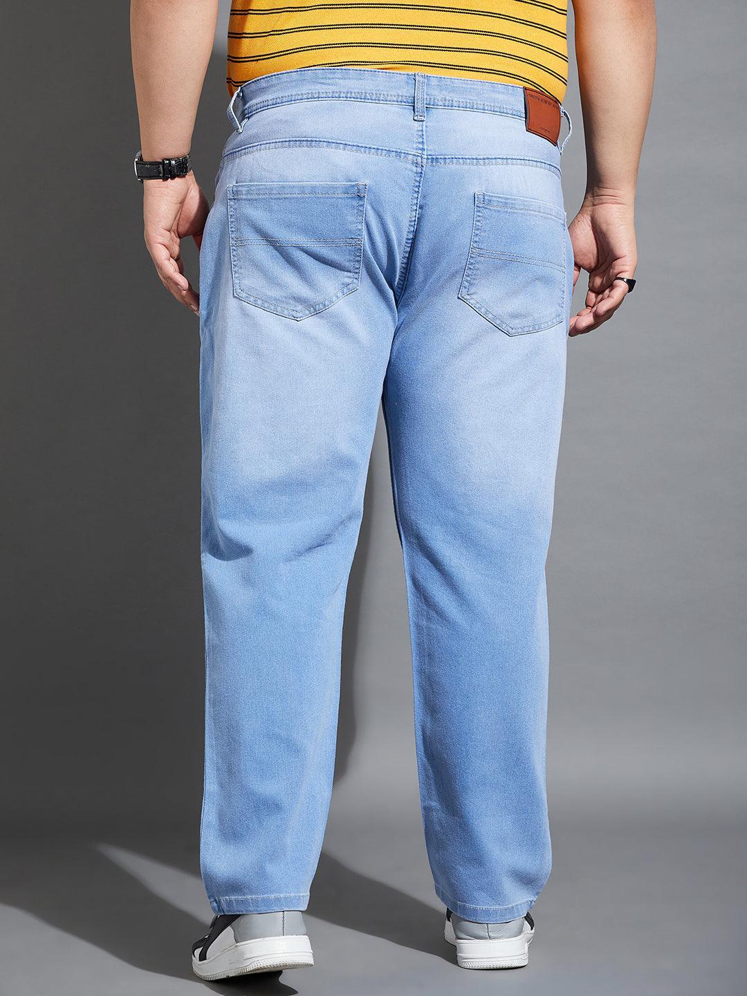 Men Plus Size Feedo-10 Washed Indigo Denim - bigbanana