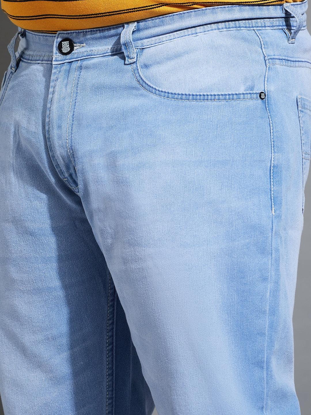 Men Plus Size Feedo-10 Washed Indigo Denim - bigbanana