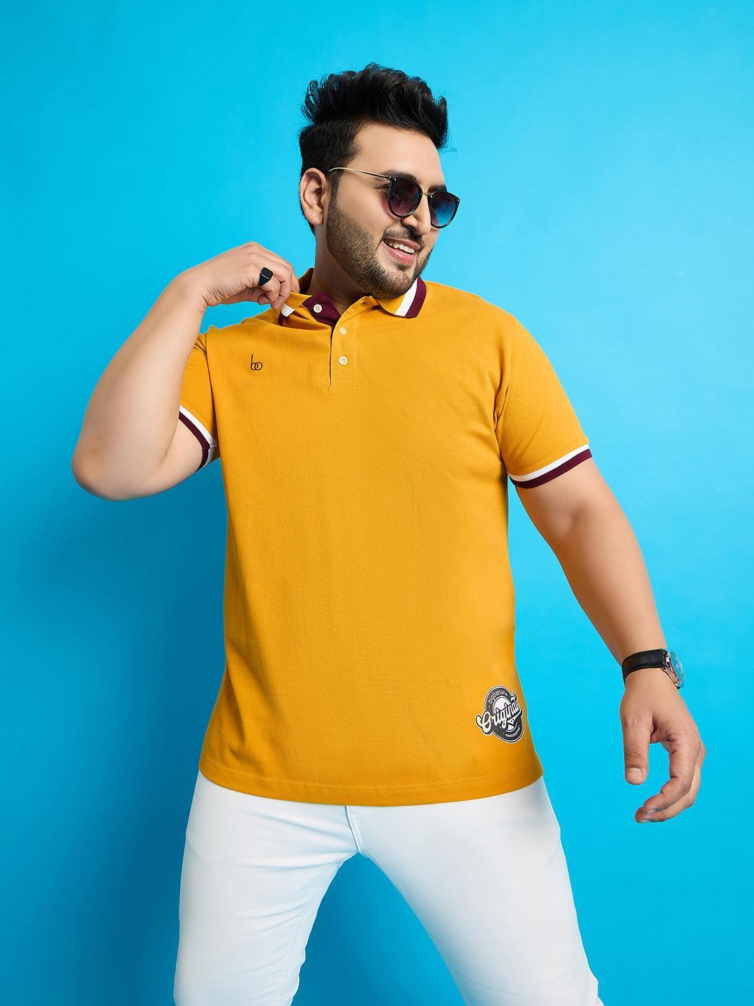Men Plus Size Felci Solid Polo Tshirt - bigbanana