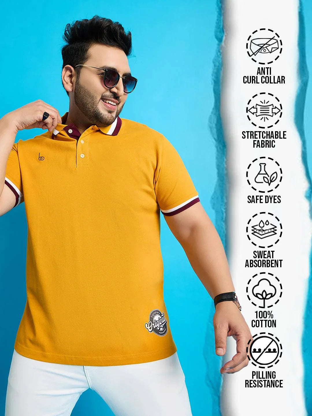 Men Plus Size Felci Solid Polo Tshirt - bigbanana