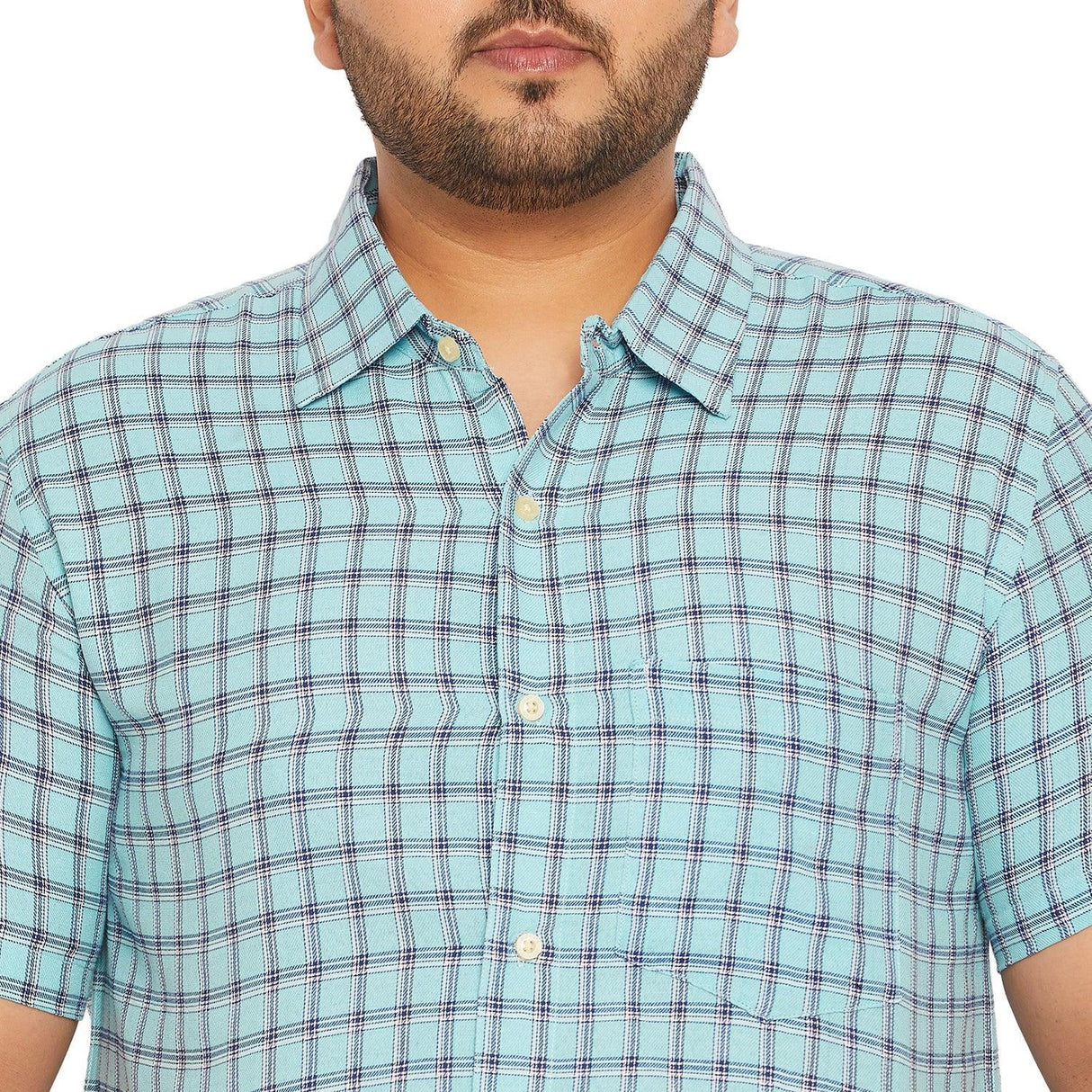 Men Plus Size Fission-Sky Check Shirt - bigbanana