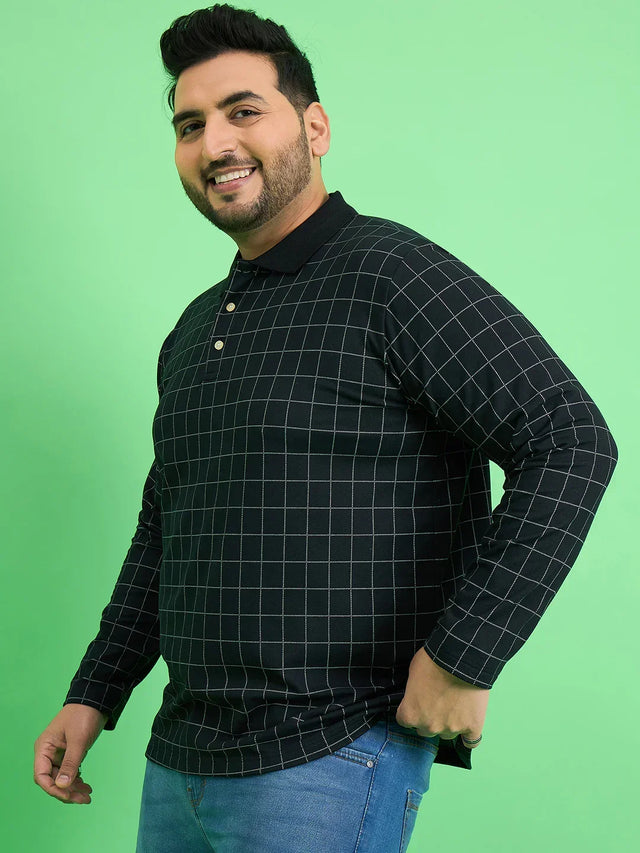 Men Plus Size Fizz Check Polo Tshirt - bigbanana